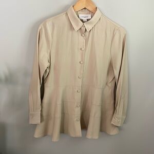 Tuckernuck Pomander Place Tan Ashlen Blouse Size Small